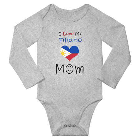 

I Love My Filipino Mom Baby Long Slevve Bodysuit Outfits (Gray 18-24 Months)