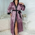 thumbnail image 2 of Yuanlong Womens Satin Robe Nightgown Love & Heart Print Plus Sleep Dress Valentine Romantic Evening Cute Silky Loungewear, 2 of 3