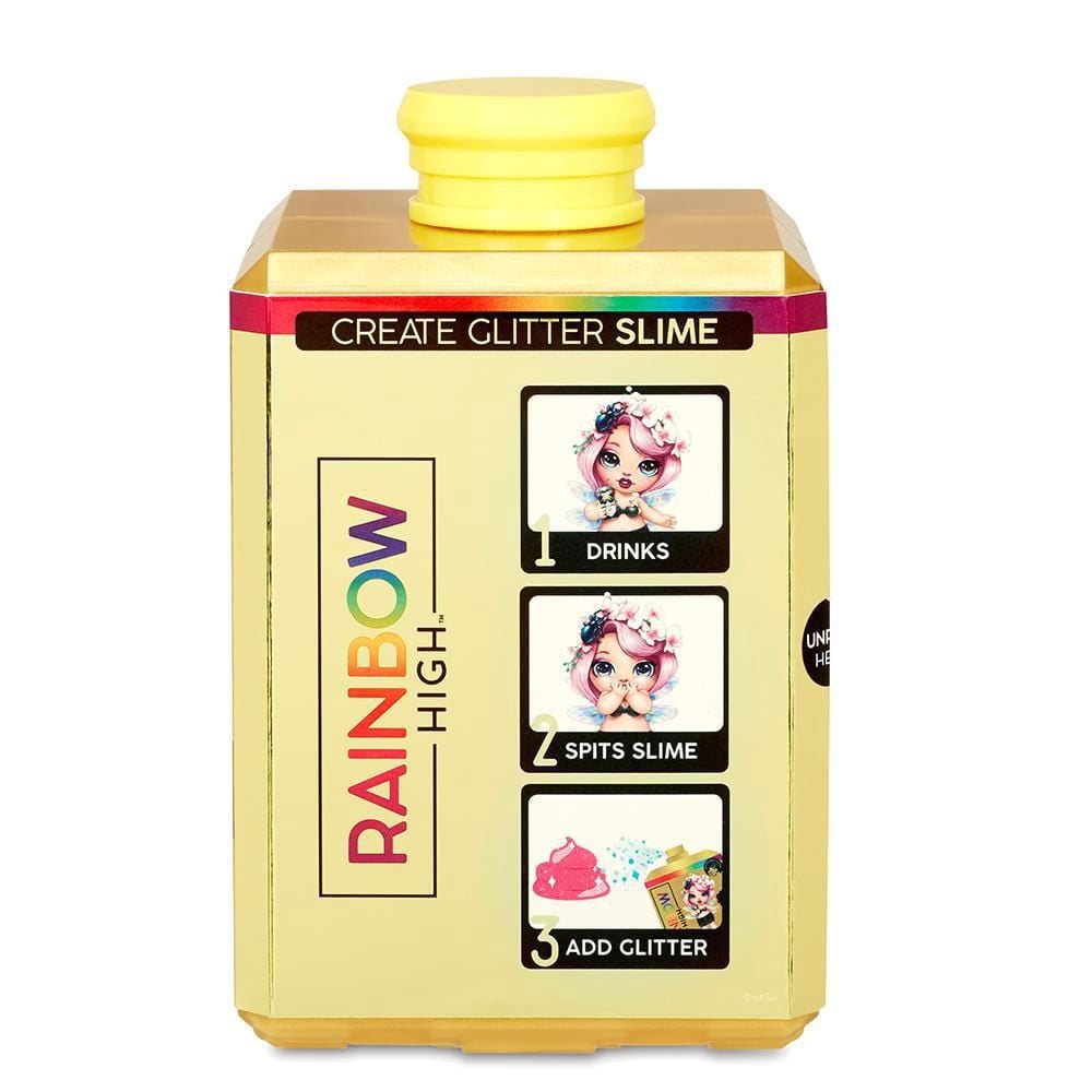 Rainbow High Fantasy Friends série 2 – l’emballage en forme de flacon de parfum pulvérise réellement des paillettes et les poupées crachent de la gelée