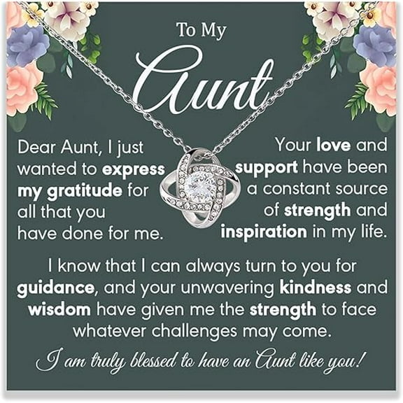 Love Knot Necklace Gift for Aunty, My Wedding Day Gift for Aunt Necklace with Message Card and Gift Box, Birthday Gift for Aunt from Niece, Necklace for Aunt from Niece