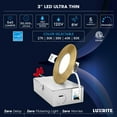 thumbnail image 6 of Luxrite 3 Inch Ultra Thin LED Recessed Light J-Box, 8W, 5CCT, Dimmable, 540 Lumens, Brass Trim 4 Pack, 6 of 7