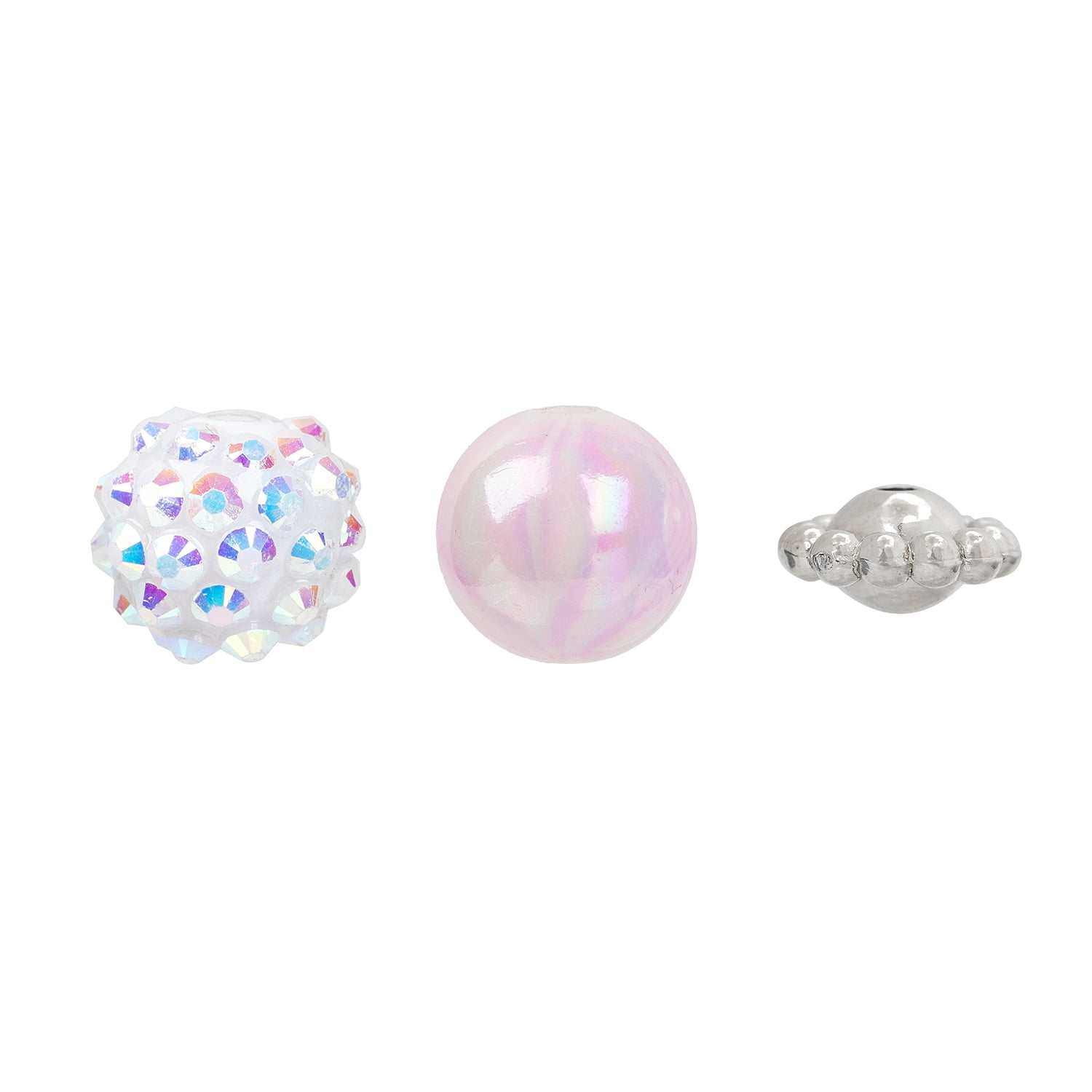 Cousin DIY White AB and Pink Acrylic Shamballa Bead Strand, 54 Pieces, Unisex