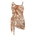 thumbnail image 7 of SEANATIVE Girls One-Piece Swimsuits with Mesh Cover-up Skirt One-Piece Bathing Suits Back Cutout Swimwear for Kids Teenagers, Size 7-8, Tropical Flower Leaf Orange Brown, 7 of 7