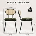 thumbnail image 4 of Rattan Dining Chairs Set of 2, Mid-Century Modern Upholstered Dining Room Chairs with Metal Legs&Rattan Backrest for Home Kitchen, 4 of 8