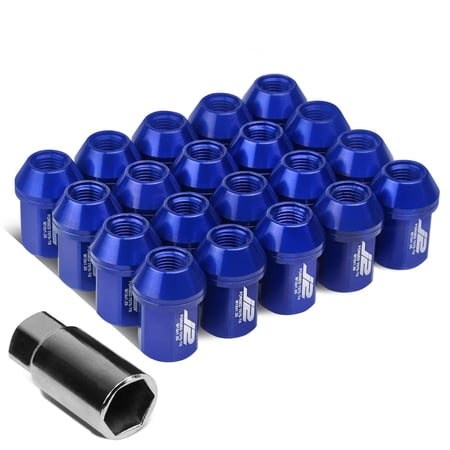 J2 Engineering LN-T7-006-125-BL J2 Engineering 7075 -T6 Forged Aluminum M12 x 1.25 20Pcs 35mm Height Close -End Lug Nut Set w / Socket Adapter Blue