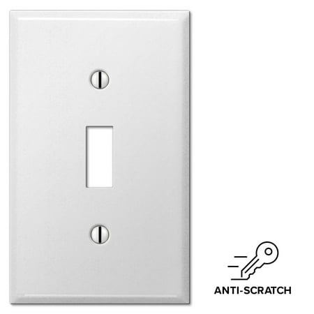 Smooth White Steel Single Toggle Wall Switch Plate Cover, Anti Scratch