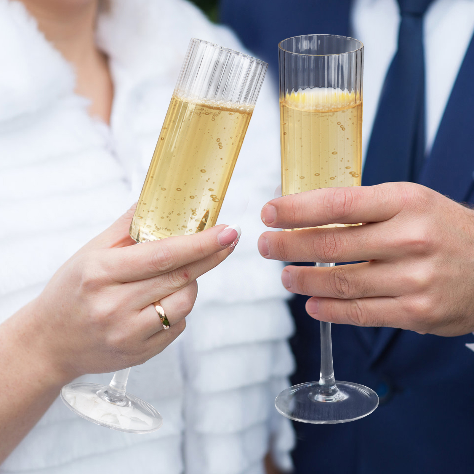 Lead-Free Crystal Champagne Flutes — Luxury Gift Box Set of 2, Dishwasher Safe, Shatterproof Foam Packaging, Perfect for Weddings, Anniversaries, Birthdays & Holidays