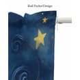 thumbnail image 5 of Navy Blue Yellow Star Kitchen Valances for Windows Farmhouse Linen Window Valance Curtain for Living Room Window Treatment Starry Sky Vintage Valance Rod Pocket Topper Drape, 42 x 12 Inch, 5 of 6