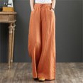 thumbnail image 2 of Fimkaul Women's Wide Leg Pants Summer Cotton Palazzo Long Pant With Pocket Casual High Waisted Straight Trousers Pants Orange L, 2 of 4