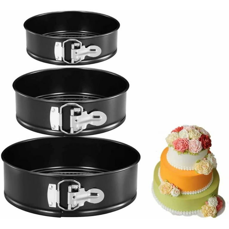 Cake Pan(4/7/9), 3 Tier Round Cake Pan, Carbon Steel Black Round Cake Pan,  Springform Cake Pan For Making Cakes/pizza/3pcs