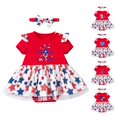 thumbnail image 7 of LNMQLPDBS Toddler Girl Clothes Sets Letters Printed Ribbed Ruffle Trim Short Sleeve Onesies & Floral Printed Skirt with Bow & Headband 3pcs Sets 0-3 Months Baby Girl Clothes, 7 of 7