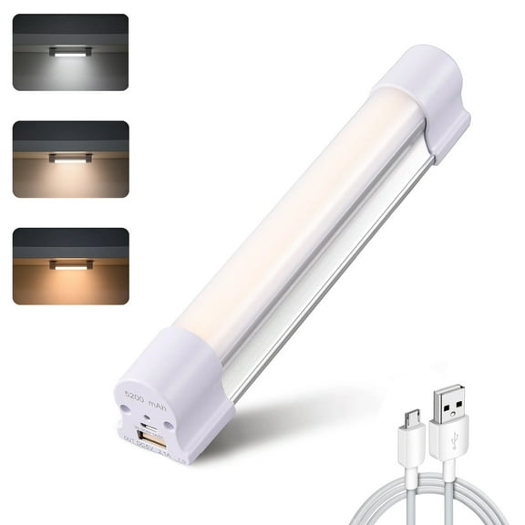 LETOUR Cabinet Light LED Tube Magnetic Light 4000Lumens 5200mAh 3 Colour Stepless Brightness Dimming Camping Lantern USB Rechargeable Portable Lights with 2 Magnets Endurance for 60 Hours