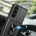 thumbnail image 3 of JTCASES for Samsung Galaxy Z Fold 5 Case with Sliding Lens Window Magnetic Car Mount Rotating Kickstand Hybird 3-layer Non-slipping Military-grade Protection Shell, Silver, 3 of 10