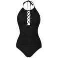 thumbnail image 5 of Firpearl Women's One Piece Swimsuits High Neck Cutout Ruched Tummy Control Swimwear, 5 of 8