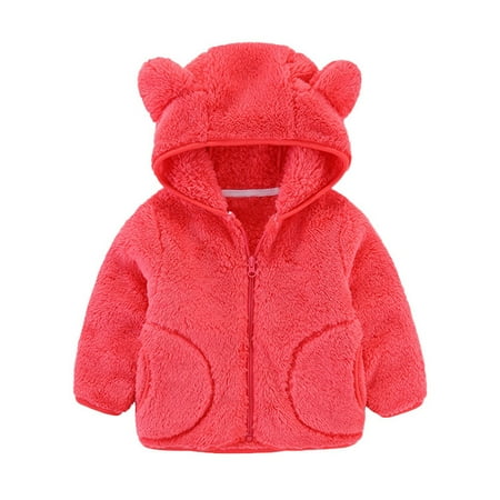 

Frostluinai Toddler Baby Girls Boys Fleece Hoodie Jacket Coat Winter Warm Cute Bear Coat Zip Up Teddy Coat w/Pockets Winter Outwear