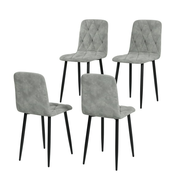 Holaki Dining Chairs Set of 4,Modern Kitchen Dining Room Chairs,PU Dining Chair Upholstered Cushion Seat and Sturdy Metal Legs,Black,Gray,Blue