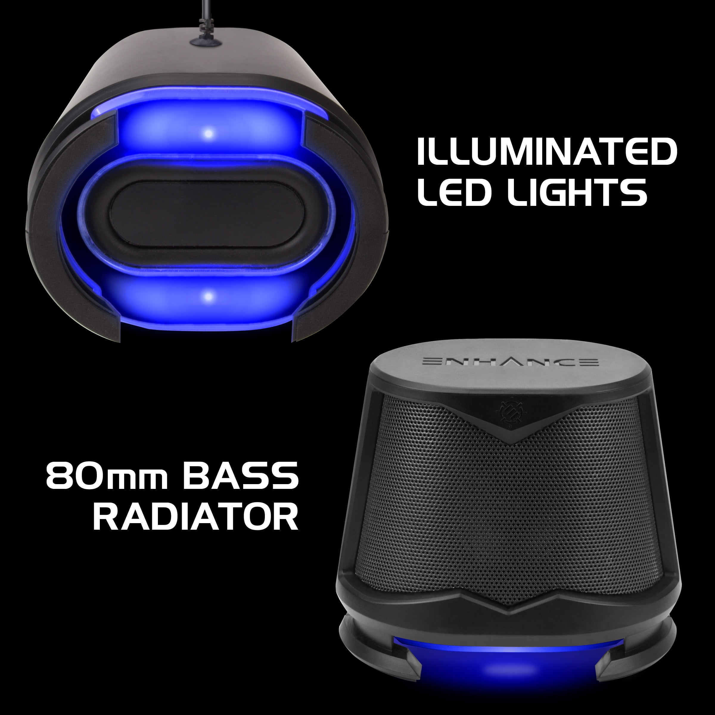 ENHANCE SB2 High Excursion Speakers with Blue LED Lights , 10W