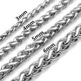 thumbnail image 3 of 3/4/5/6mm Bracelet for Men Chain Stainless Steel Silver Tone Braided Wheat Link, 3 of 6