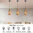 thumbnail image 4 of Miumaeov Woven Bamboo Pendant Light Fixture Set of 3 Handmade Brown Weaving Pendant Lighting Farmhouse Mini Hanging Lamp for Kitchen Dining Room Bedroom, 4 of 17