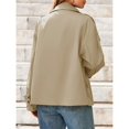 thumbnail image 5 of Female Short Trench Coat Oversized Double Breasted Stand Collar Cropped Jacket Fall Casual Work Outerwear Khaki L, 5 of 10