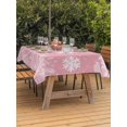 thumbnail image 2 of Outdoor Tablecloth with Umbrella Hole and Zipper, Christmas Snowflakes Rectangle Table Cloth 60x120 Inch Waterproof Tablecloth, Winter Xmas Pine Leaf Pink Picnic Table Cover for Patio Camping, 2 of 7