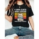 thumbnail image 1 of Women'S Casual "I Like Cats and Coffee" Graphic T-Shirt - Short Sleeve, Round Neck, Cotton, Lightweight, All-Season Tee with Cat and Coffee Design, Casual Wear | Playful Print | Knit Construction, Ca, 1 of 7