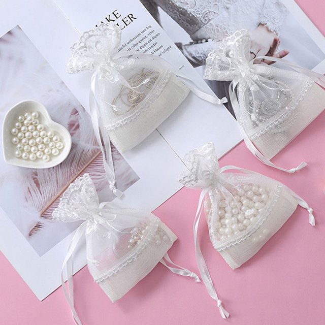 tredstone Drawstring Bags Slub Yarn Jewelry Pouches Candy Container Drawable Wedding Party Favor Holder