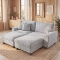 thumbnail image 6 of Poshby Storage Ottoman Coffee Table with Chenille Material, Solid Wood Leg for Living Room, Light Gray, 6 of 7