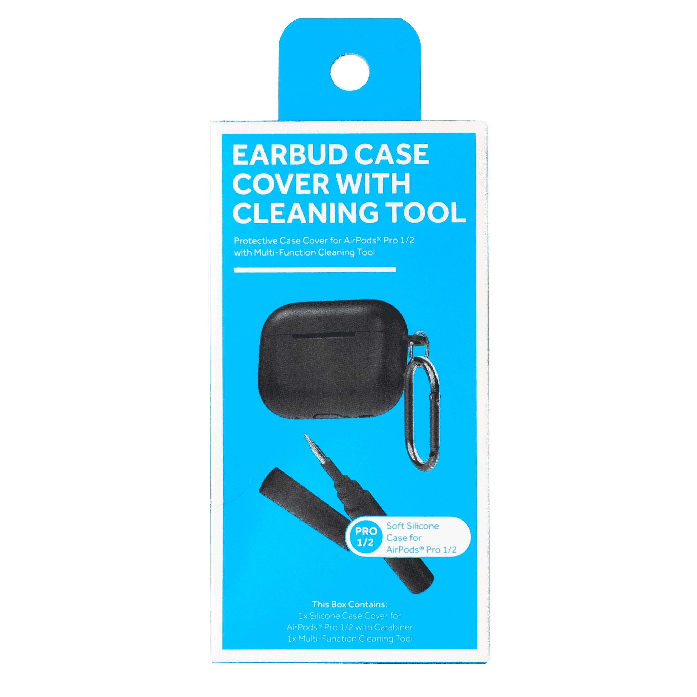 Zsou AirPods Pro Generation 1 & 2 Protective Silicone Case with Carabiner and Multi-Function Cleaning Tool, Black