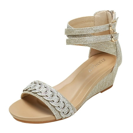 

KaLI_store Closed Toe Sandals Women Women s Slides Sandals with Arch Support Ankle Strap Comfortable Sandals Summer Closed Toe Casual Outdoor Sandals Shoes for Women Gold