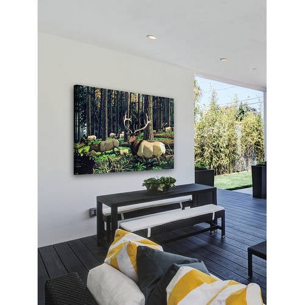 "Elk Herd" Painting Print on Wrapped Canvas