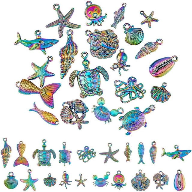 Dijes de colores arcoíris de varios estilos, dijes de frutas con textura 3D, dijes de animales, luna y sol, colgantes de aleación para hacer joyas.
