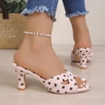 thumbnail image 5 of Bibifish Womens Heeled Sandals Retro Chic Polka Dot Print Crisscross Strap Open Toe Heeled Sandals Summer Evening Date Night Event Sandals, 5 of 9