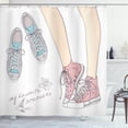 thumbnail image 1 of Ambesonne Teen Room Shower Curtain, Girl Shoes Floral, 69"Wx84"L, Peach Pale Pink Mint, 1 of 3