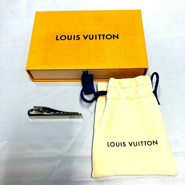 Authenticated Used LOUIS VUITTON Louis Vuitton Pants Cravat Damier M61976 Tie  Clip Accessory Men's Made in Italy Silver 