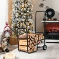 thumbnail image 2 of Topbuy Firewood Log Cart Carrier, Wood Hauler with 2 Rubber Wheels & Ergonomic Handle Heavy-Duty Steel Frame Indoor Outdoor Fireplace Tools, 2 of 10