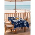 thumbnail image 2 of Outdoor Tablecloth with Umbrella Hole for Patio/Picnic/Party/Camping, Navy Blue Nautical Waterproof Table Cloth Rectangle Table Cover Washable, Summer Coastal Ocean Beach Coconut Trees (60"x 84"), 2 of 8