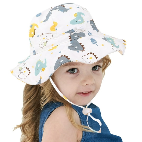 Ketyyh-chn99 Beach Baby Sun Hat 2024 Fashion Kids Adjustable Chin Strap Sun Protection Hats Cute Cartoon Outdoor Beach Bucket Cap One Size,H