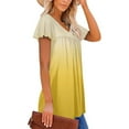 thumbnail image 5 of Womens Tops Dressy Gradient Short Sleeve V Neck Blouses Loose Pleated Summer Shirts Tops Loose Blouses Casual V Neck Bohemian Blouses, 5 of 5