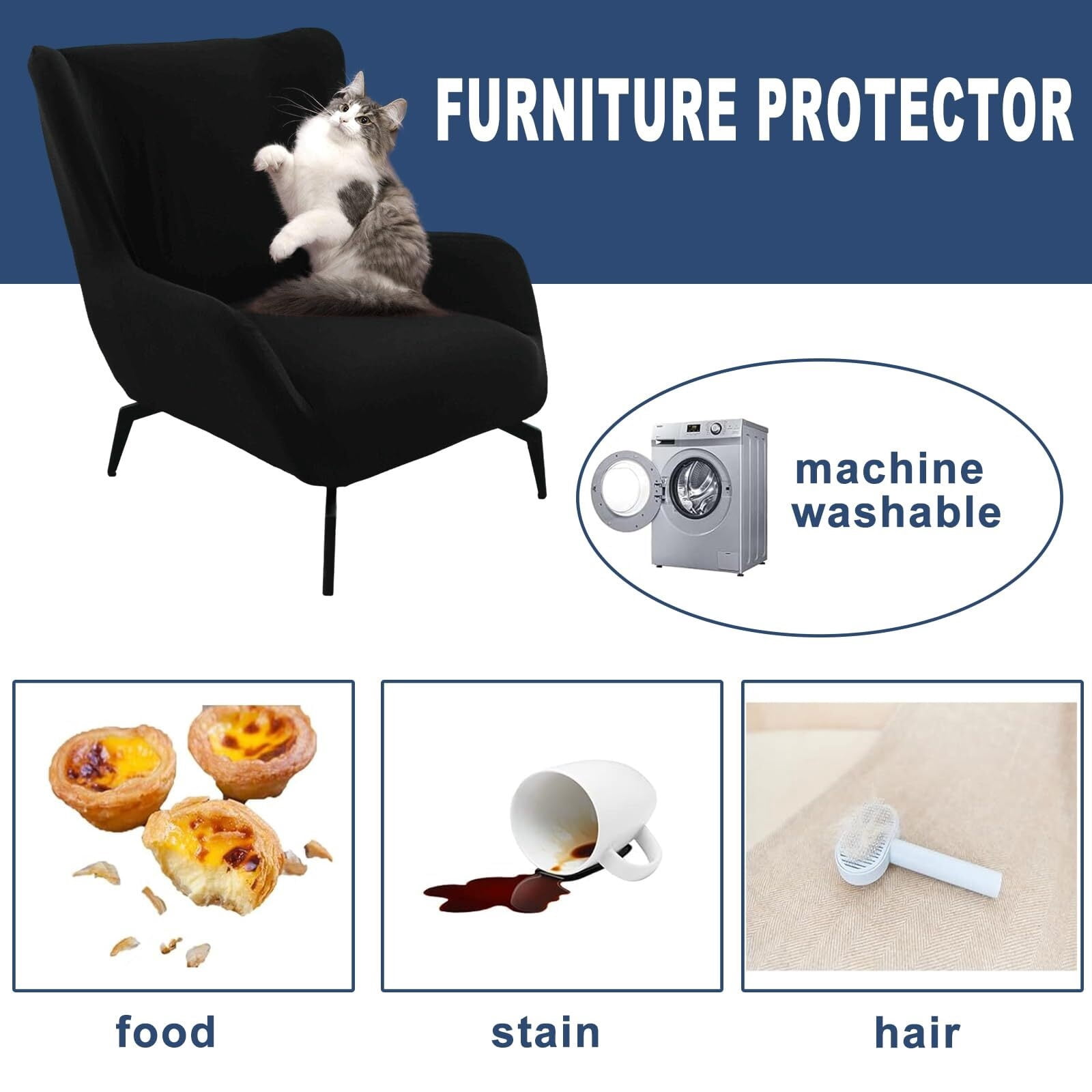 BH-JJSMGS Mid Century Modern Accent Chair Cover Jacquard Armchair Slipcover Soft Armchair Sofa Covers Removable Washable Chair Covers with Arms Furniture Protector for Living Room