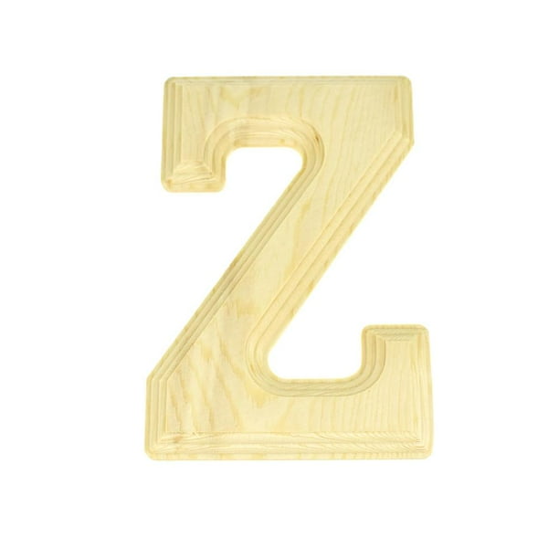 Pine Wood Beveled Wooden Letter Z, Natural, 513/16Inch