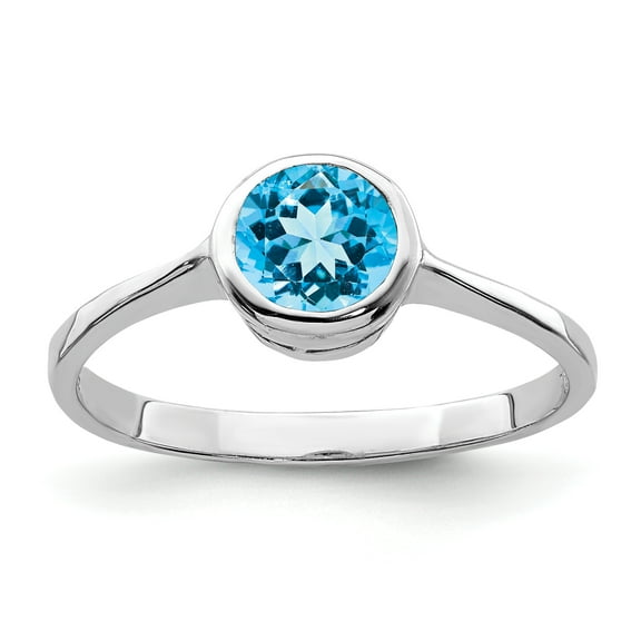 Primal Silver Sterling Silver Rhodium-plated Blue Topaz Ring