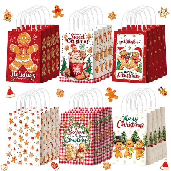 24 bolsas de papel para Navidad, pan de jengibre, 21 x 15 x 8 cm, de Kolldenn