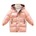 thumbnail image 2 of XIMIN Girls Boys Winter Outerwear Hooded Down Coat Packable Lightweight Warm Puffer Down Jacket with Trimmed Hood Warm Padded Coat Jackets, 2 of 5