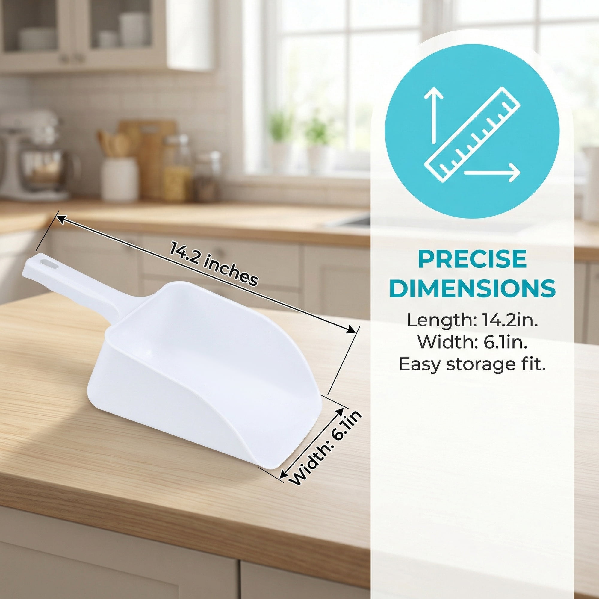 Unique Bargains Easy Clean Plastic Kitchen Use Ice Scoop White-3PCS 14.2*6.1inch