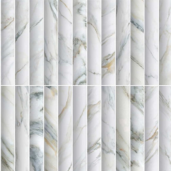 The Tile Life Lyrical 4.5" x 9" Calacatta Gold Matte Fluted Porcelain Wall Tile, Case (24 Tiles)