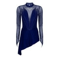 thumbnail image 4 of ZDHoor Women Giltter Rhinestone Dance Dress Long Sleeve Figure Ice Skating Dance Leotard Dress Blue-B M, 4 of 7