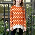 thumbnail image 2 of aohooy Girls Long Sleeve Thermal Shirts Polka Dot Casual Crewneck Tunic Lace Trim Hem Trendy Blouses Cute Fall Pullover Loose Soft Tops Orange,12-13Years, 2 of 6
