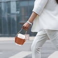 thumbnail image 3 of Awdenio Chain Portable Coffee Cup Cover Leather Beverage Handbag Heat Insulation Hot Separation Cup Cover Hanging Portable, 3 of 4
