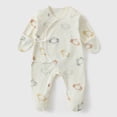 thumbnail image 2 of Kakishop Newborn Baby Footed Pajamas Cotton Infant Baby Snap Sleepers for Sleep and Play Footies 0-6 Months (Grey,Newborn), 2 of 6